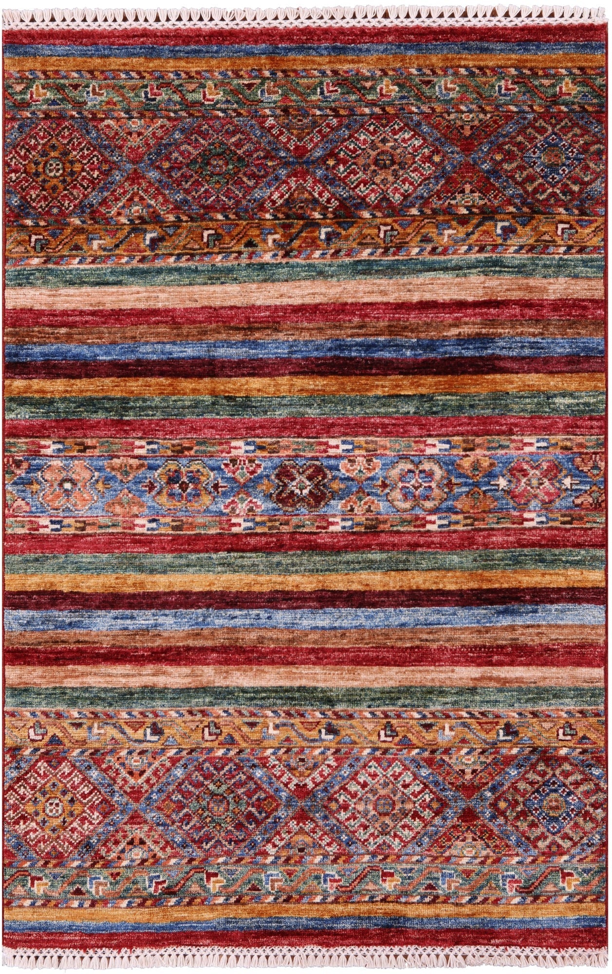 Khorjin Persian Gabbeh Hand Knotted Wool Rug - 2' 10" X 4' 3" - Golden Nile