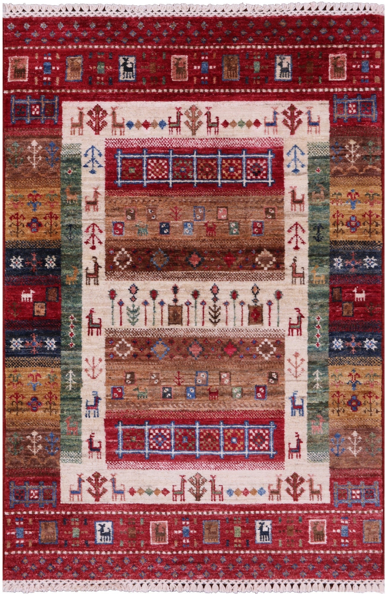 Tribal Persian Gabbeh Hand Knotted Wool Rug - 2' 7" X 4' 0" - Golden Nile