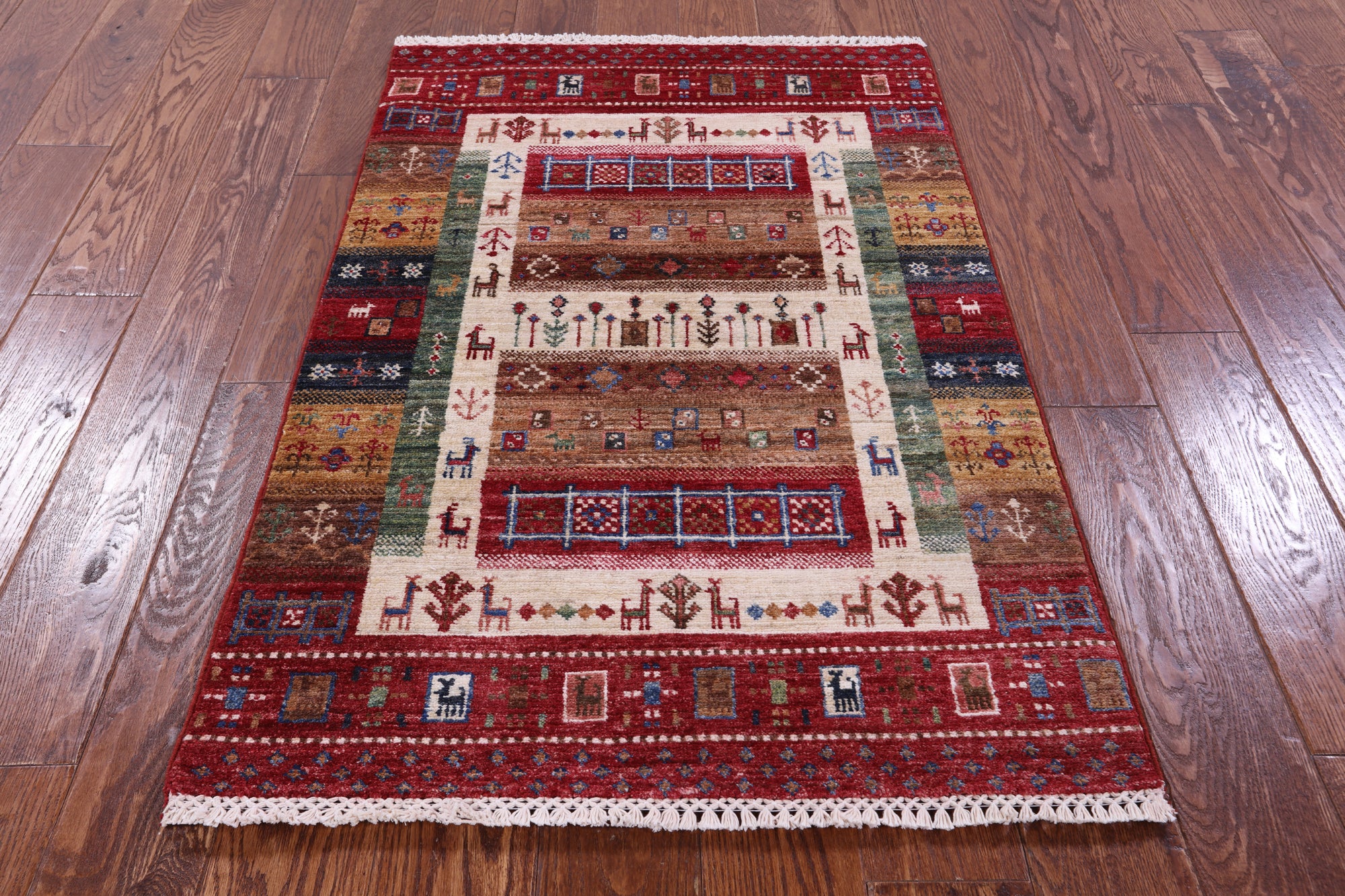 Tribal Persian Gabbeh Hand Knotted Wool Rug - 2' 7" X 4' 0" - Golden Nile