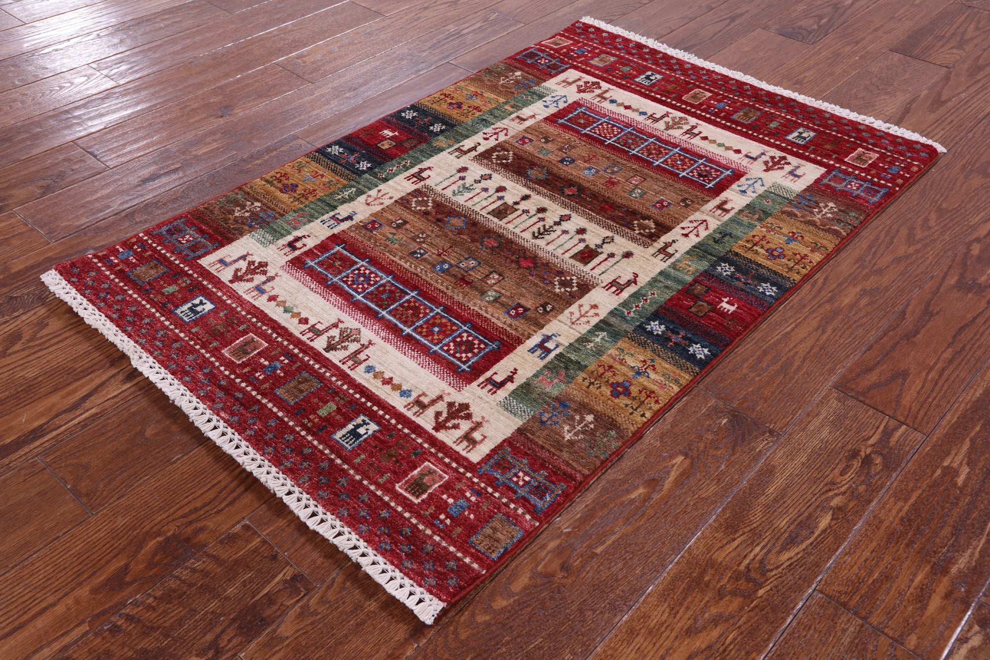 Tribal Persian Gabbeh Hand Knotted Wool Rug - 2' 7" X 4' 0" - Golden Nile