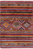 Khorjin Persian Gabbeh Hand Knotted Wool Rug - 2' 9" X 3' 11" - Golden Nile