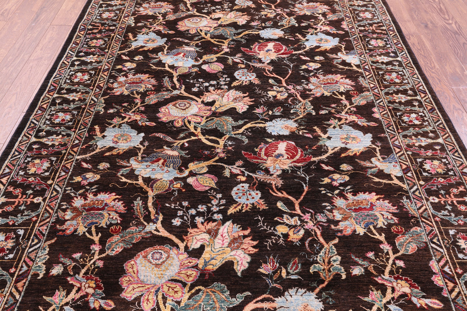 Brown Persian Tabriz Hand Knotted Wool Rug - 6' 4" X 8' 10" - Golden Nile
