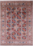 Grey Turkmen Ersari Hand Knotted Wool Rug - 6' 11" X 9' 8" - Golden Nile
