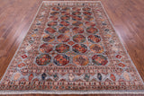 Grey Turkmen Ersari Hand Knotted Wool Rug - 6' 11" X 9' 8" - Golden Nile