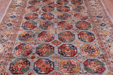 Grey Turkmen Ersari Hand Knotted Wool Rug - 6' 11" X 9' 8" - Golden Nile