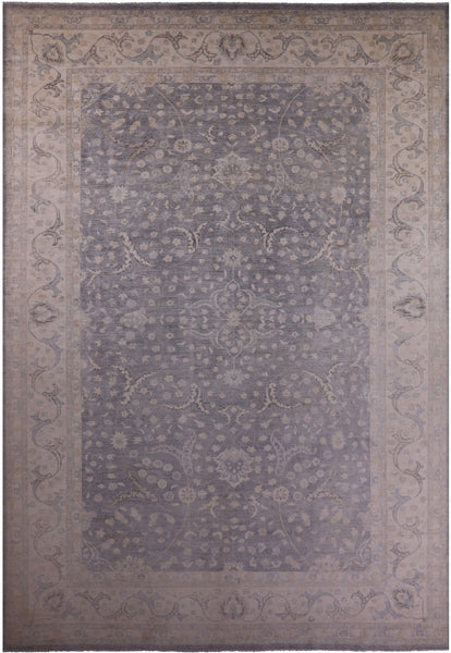 Grey Turkish Oushak Hand Knotted Wool Rug - 13' 4" X 19' 8" - Golden Nile