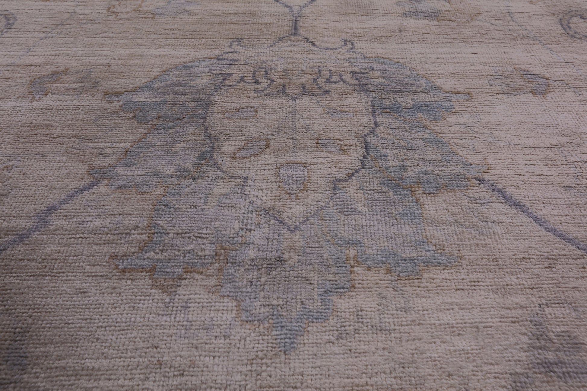 Ivory Square Turkish Oushak Hand Knotted Wool Rug - 15' 5" X 15' 8" - Golden Nile