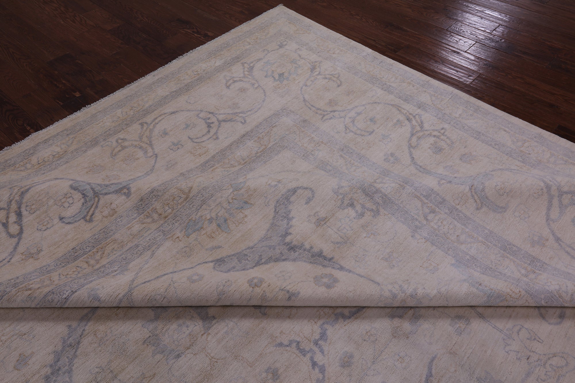 Ivory Square Turkish Oushak Hand Knotted Wool Rug - 15' 5" X 15' 8" - Golden Nile