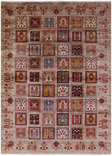 Garden Design Persian Hand Knotted Wool Rug - 6' 10" X 9' 5" - Golden Nile
