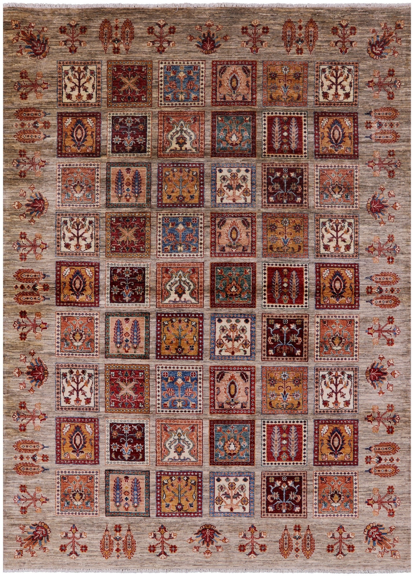 Garden Design Persian Hand Knotted Wool Rug - 6' 10" X 9' 5" - Golden Nile