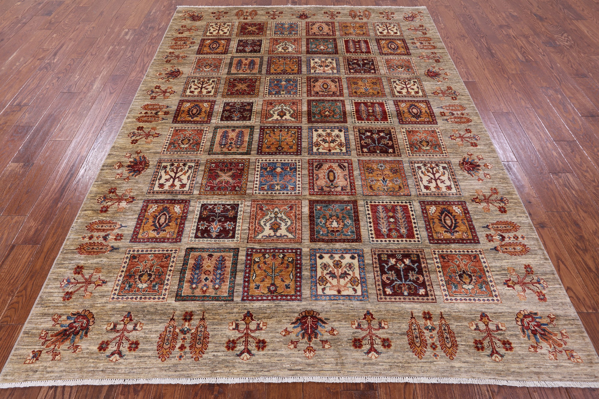 Garden Design Persian Hand Knotted Wool Rug - 6' 10" X 9' 5" - Golden Nile