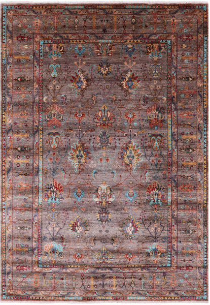 Peshawar Hand Knotted Wool Rug - 6' 11" X 9' 9" - Golden Nile