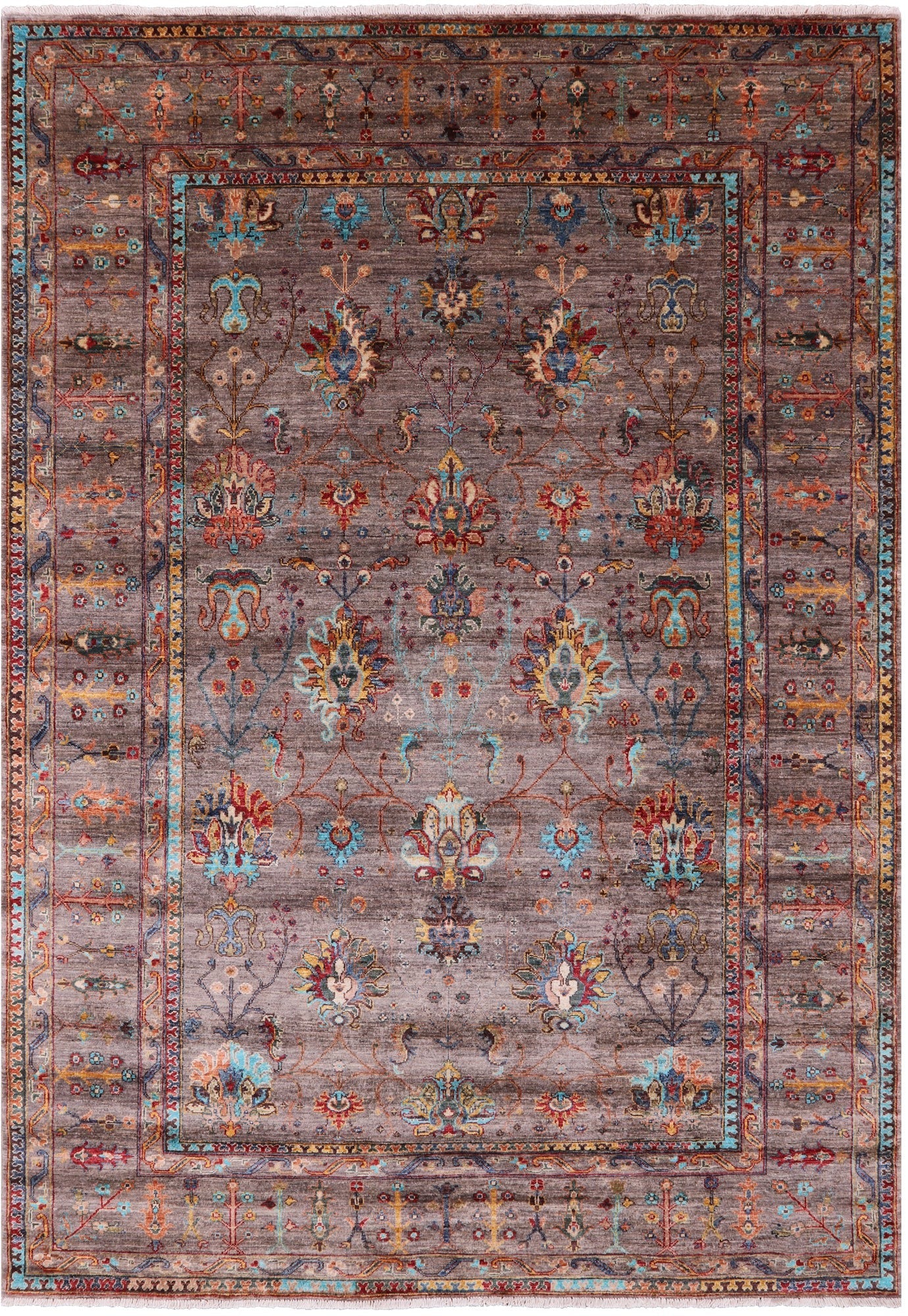 Peshawar Hand Knotted Wool Rug - 6' 11" X 9' 9" - Golden Nile