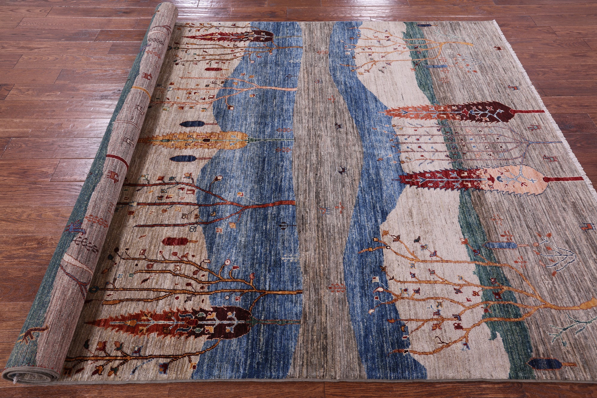 Tribal Persian Gabbeh Hand Knotted Wool Rug - 6' 6" X 9' 5" - Golden Nile
