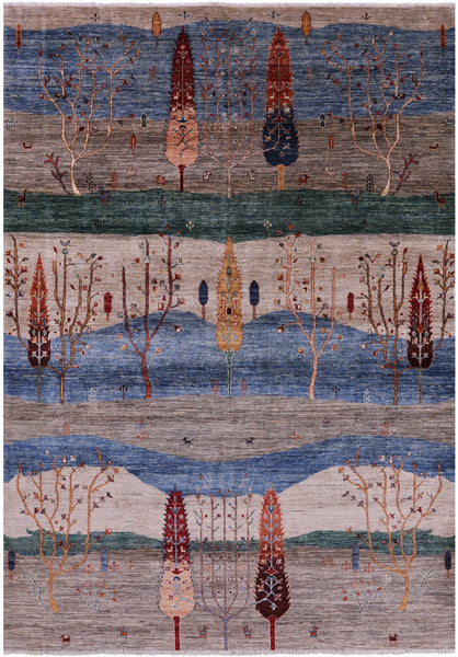 Tribal Persian Gabbeh Hand Knotted Wool Rug - 6' 6" X 9' 5" - Golden Nile