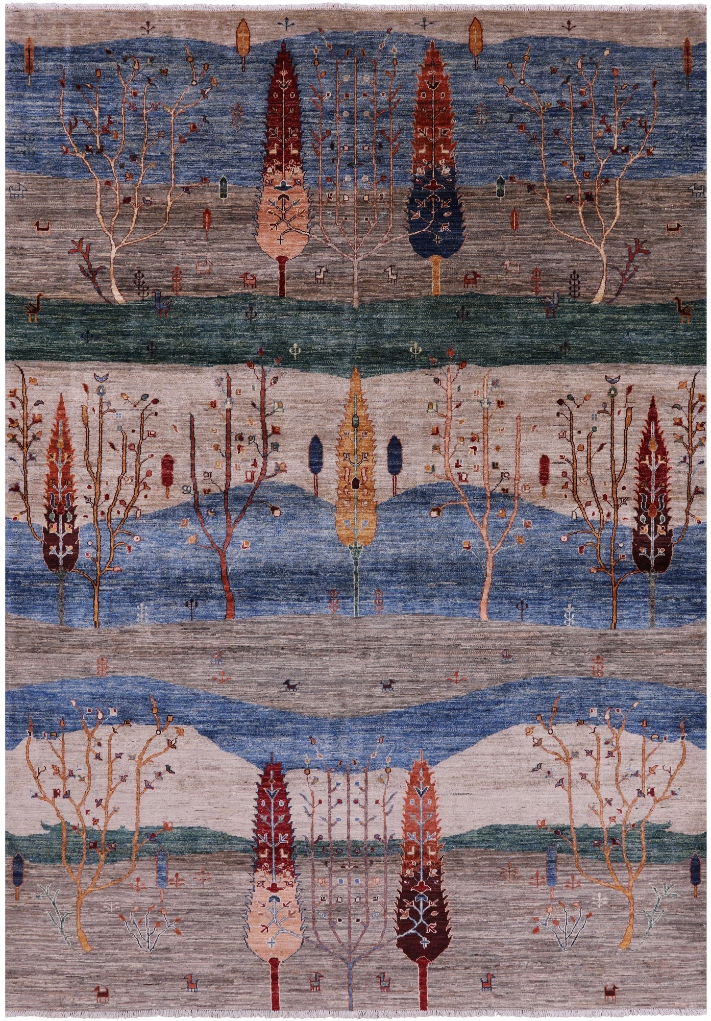 Tribal Persian Gabbeh Hand Knotted Wool Rug - 6' 6" X 9' 5" - Golden Nile