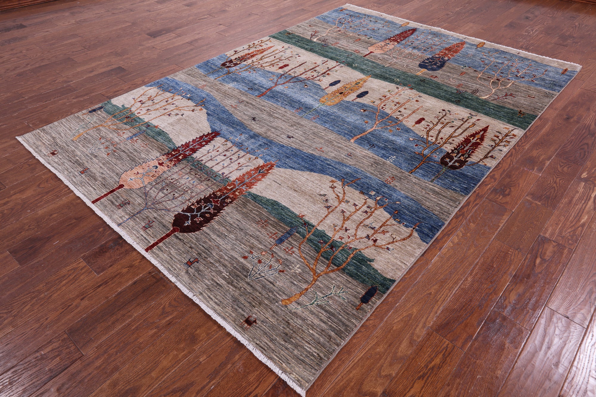 Tribal Persian Gabbeh Hand Knotted Wool Rug - 6' 6" X 9' 5" - Golden Nile