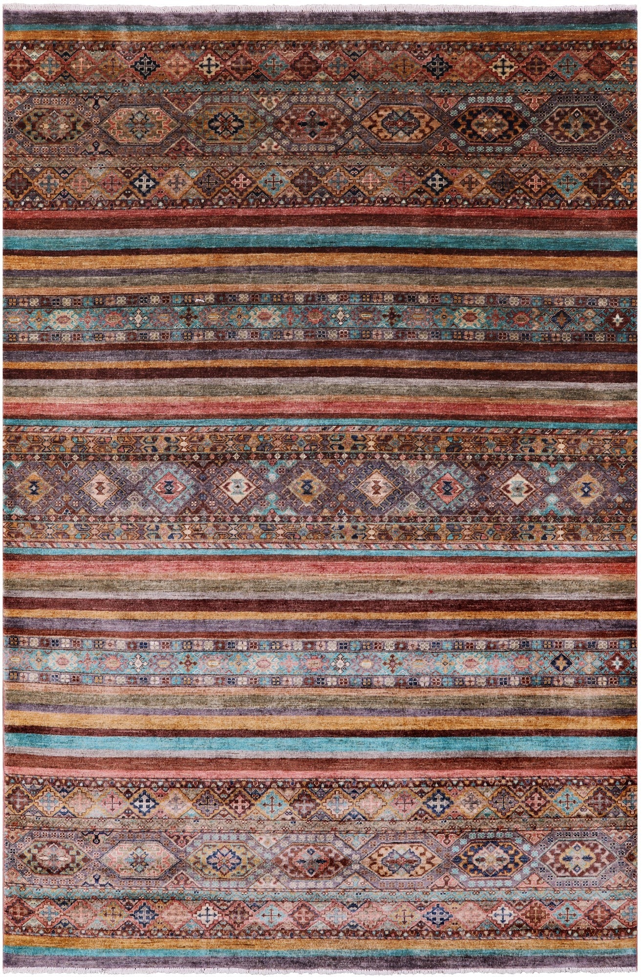Khorjin Persian Gabbeh Hand Knotted Wool Rug - 6' 0" X 8' 11" - Golden Nile