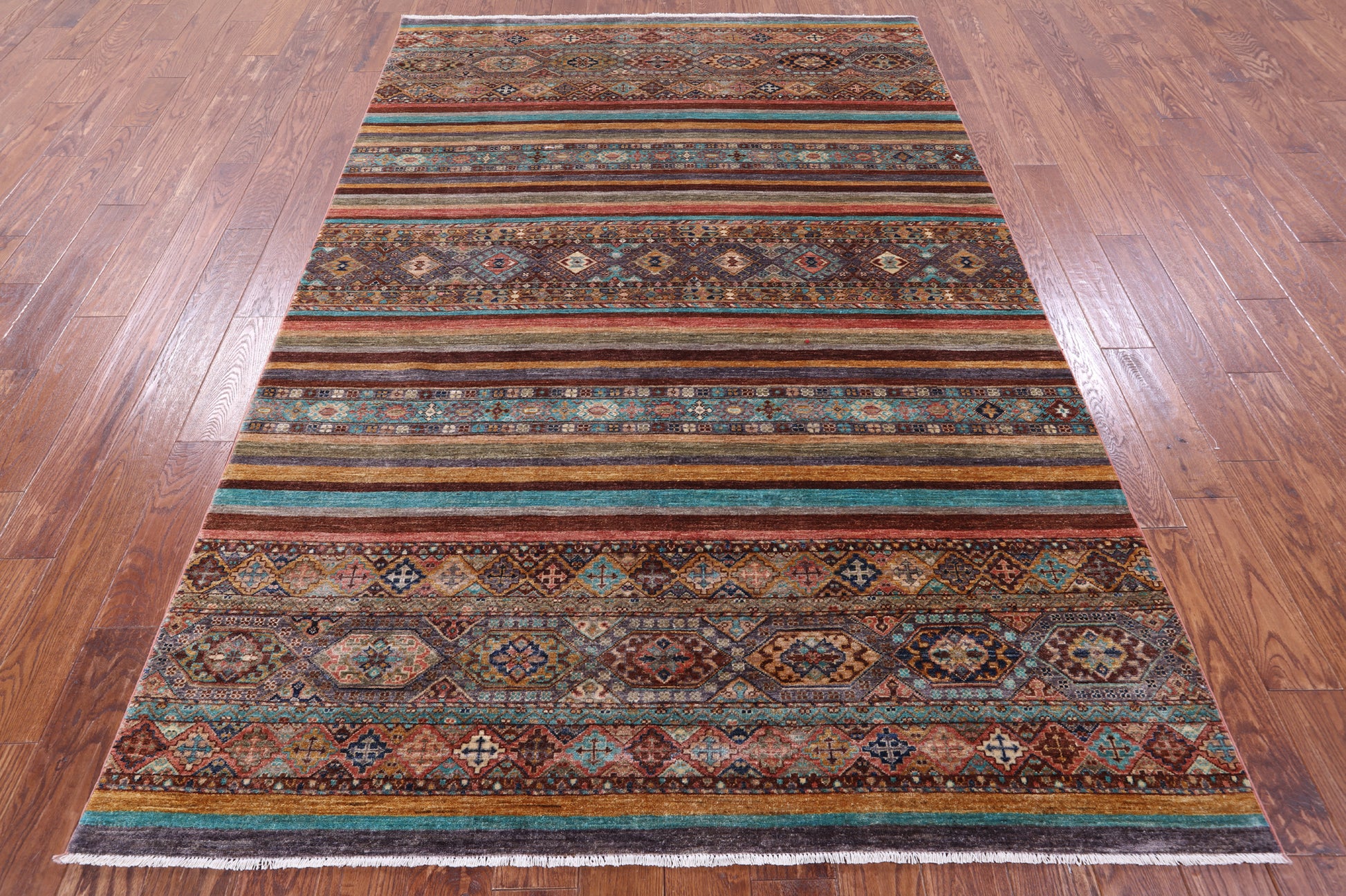 Khorjin Persian Gabbeh Hand Knotted Wool Rug - 6' 0" X 8' 11" - Golden Nile