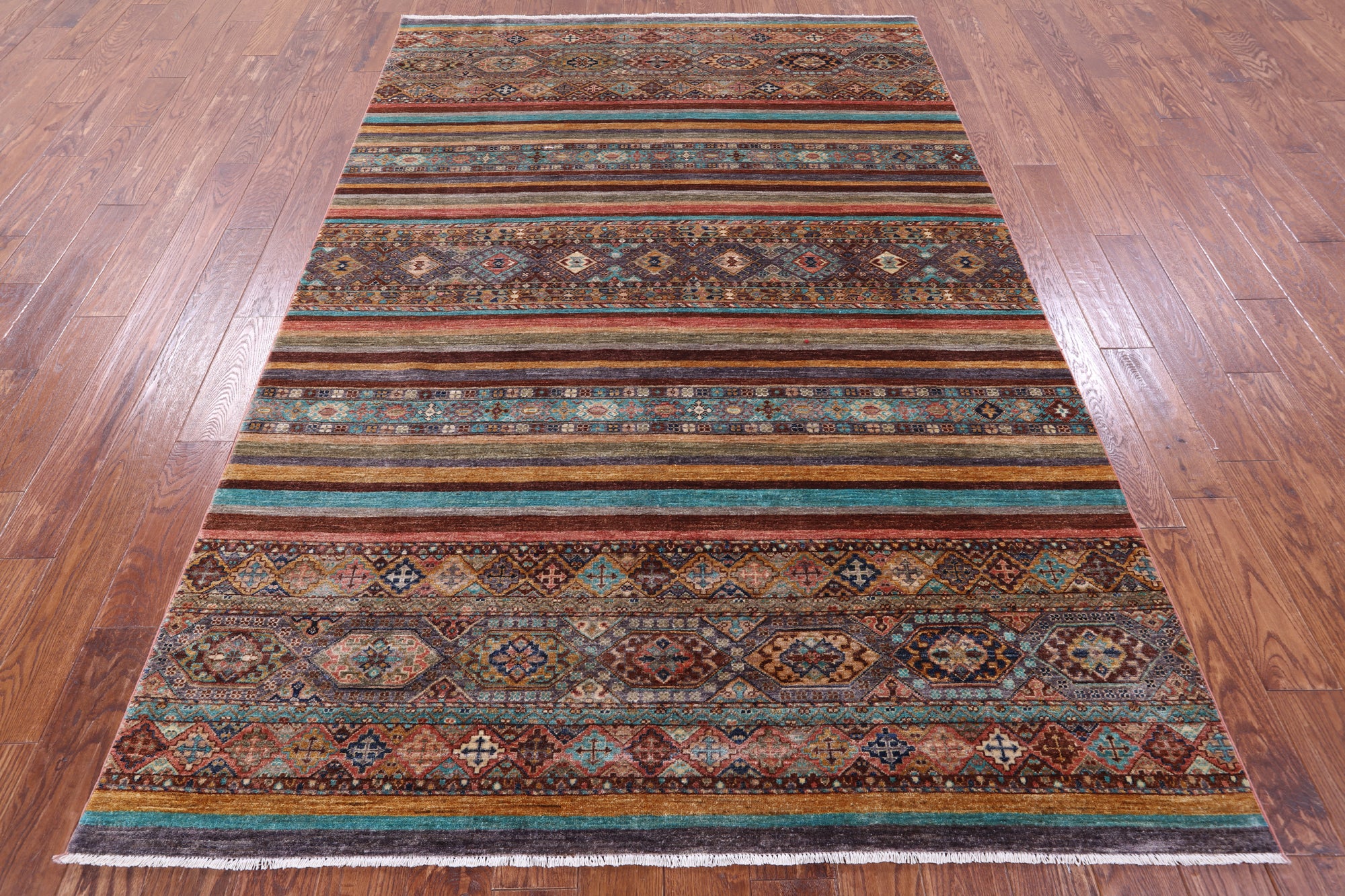 Khorjin Persian Gabbeh Hand Knotted Wool Rug - 6' 0" X 8' 11" - Golden Nile
