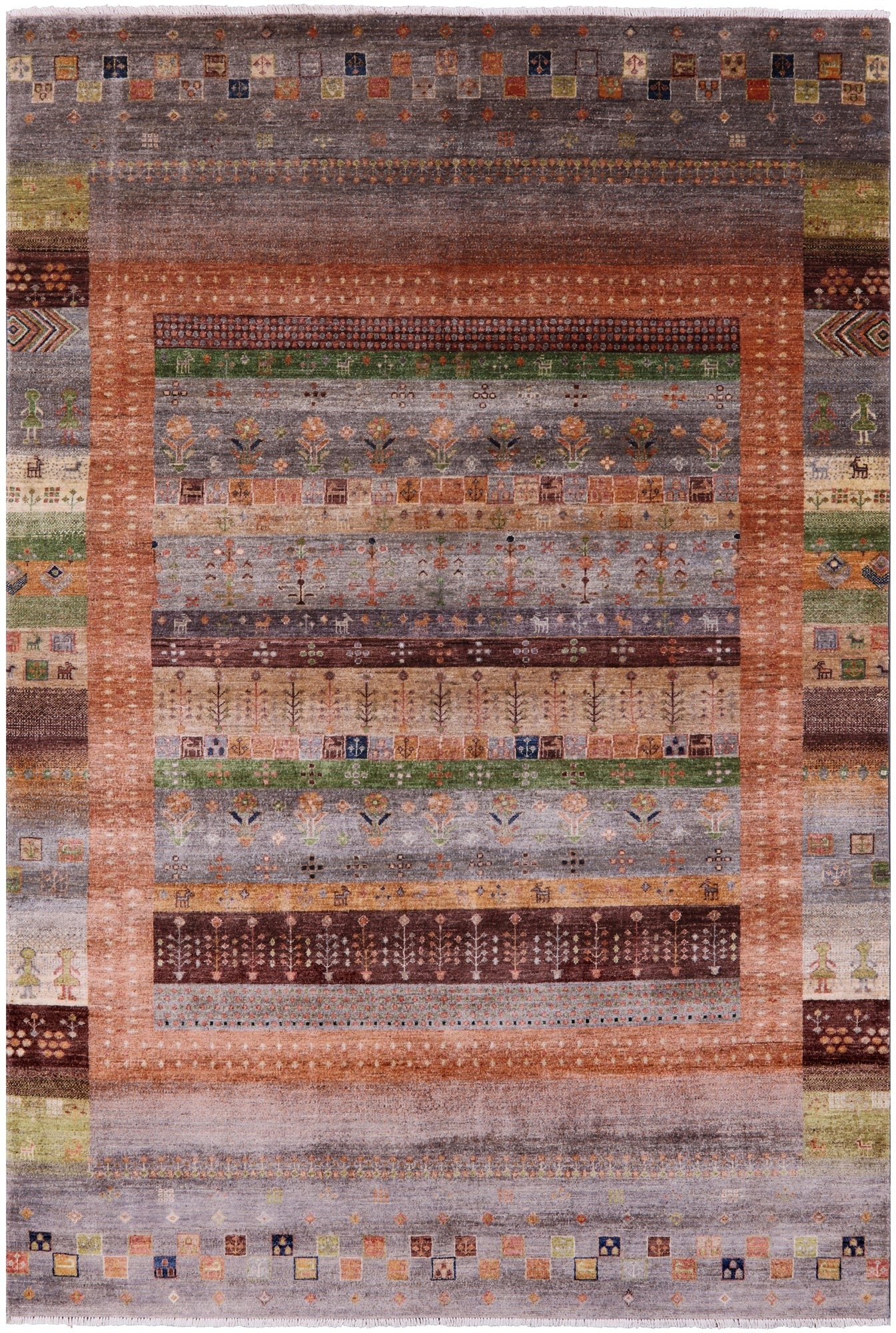 Tribal Persian Gabbeh Hand Knotted Wool Rug - 5' 10" X 8' 7" - Golden Nile