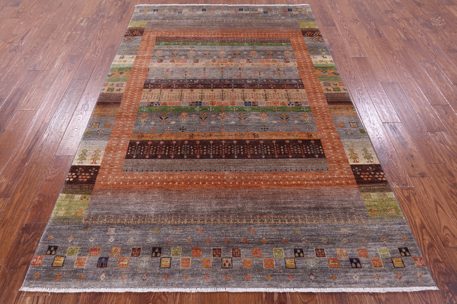 Tribal Persian Gabbeh Hand Knotted Wool Rug - 5' 10" X 8' 7" - Golden Nile