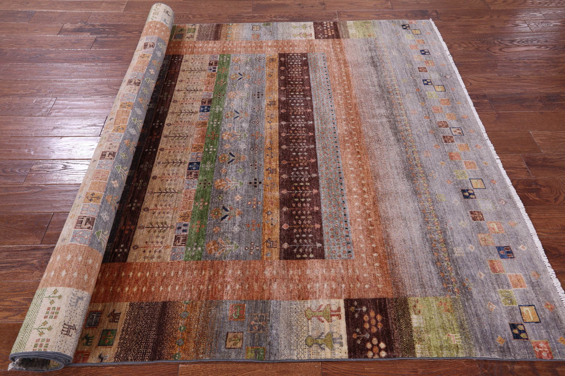 Tribal Persian Gabbeh Hand Knotted Wool Rug - 5' 10" X 8' 7" - Golden Nile