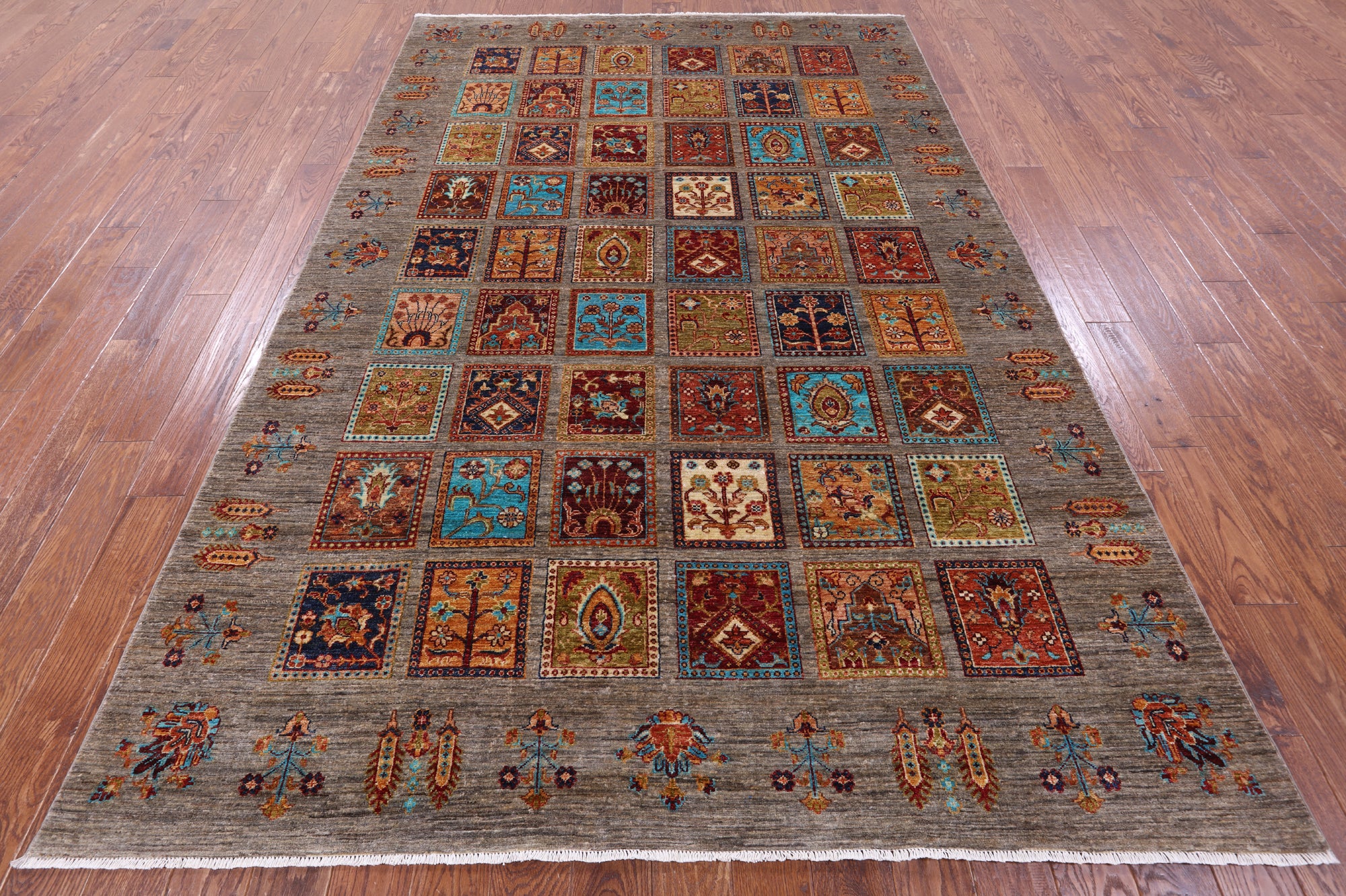 Garden Design Persian Hand Knotted Wool Rug - 6' 9" X 10' 3" - Golden Nile