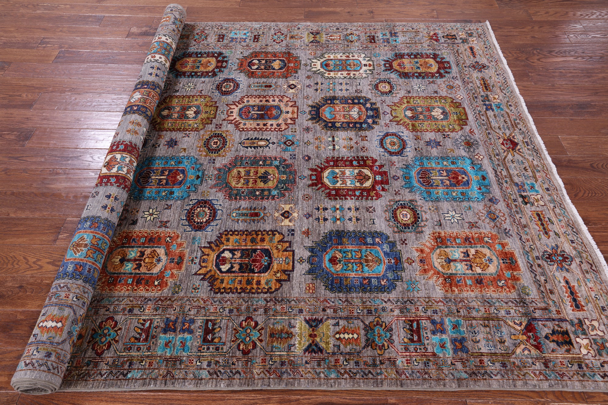 Turkmen Ersari Hand Knotted Wool Rug - 6' 11" X 9' 8" - Golden Nile