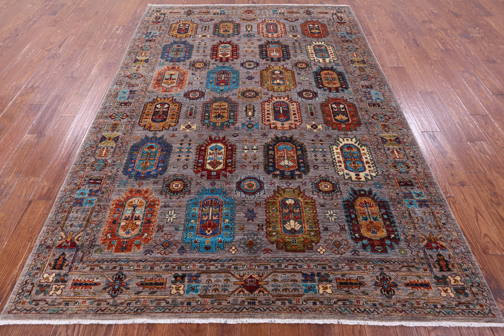 Turkmen Ersari Hand Knotted Wool Rug - 6' 11" X 9' 8" - Golden Nile