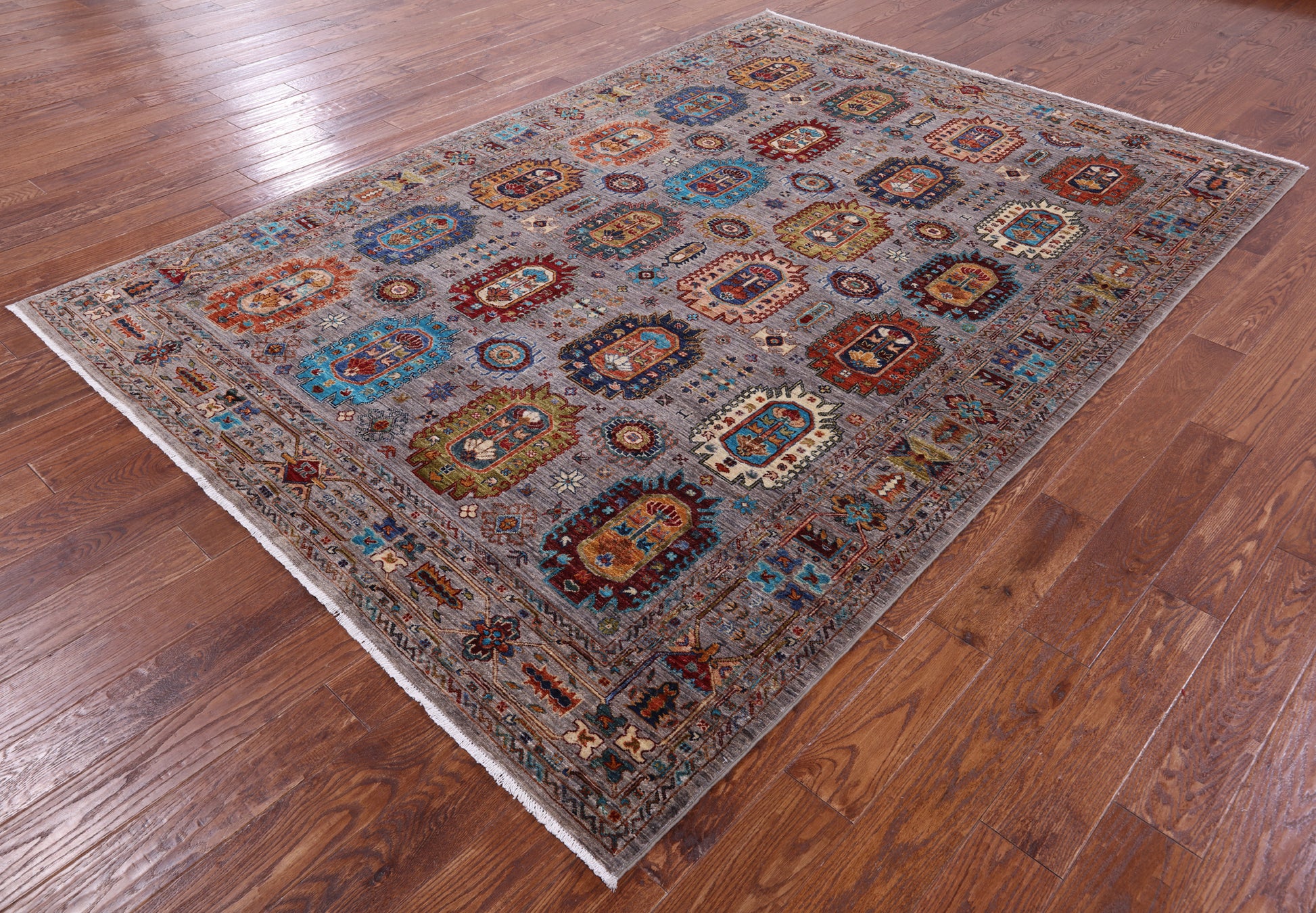 Turkmen Ersari Hand Knotted Wool Rug - 6' 11" X 9' 8" - Golden Nile