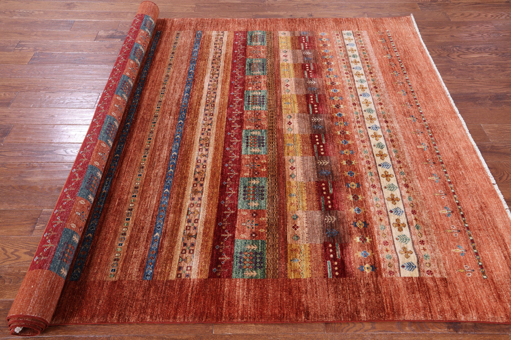 Tribal Persian Gabbeh Handmade Wool Rug - 6' 8" X 9' 10" - Golden Nile