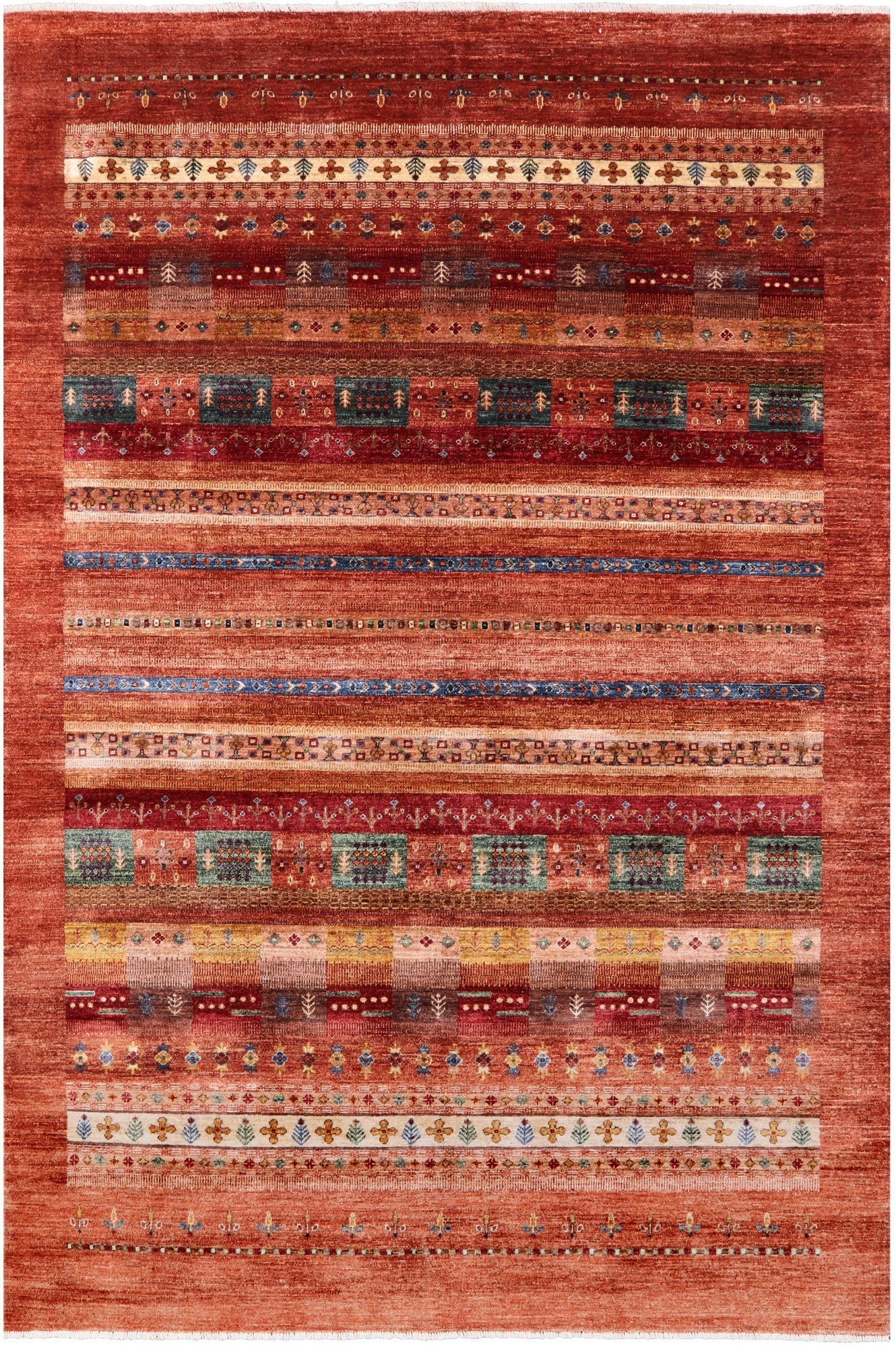 Tribal Persian Gabbeh Handmade Wool Rug - 6' 8" X 9' 10" - Golden Nile