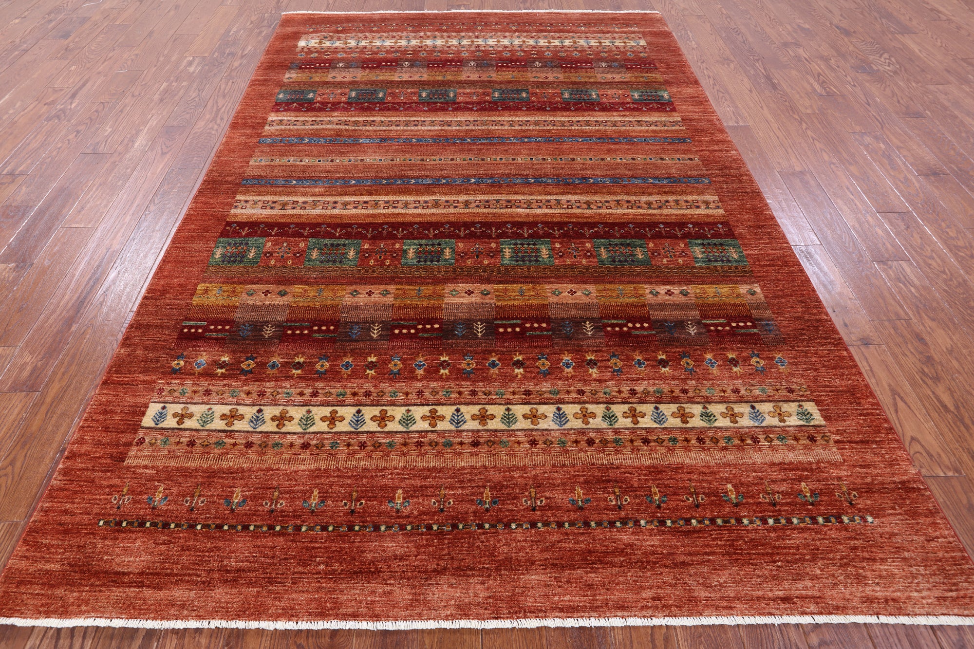 Tribal Persian Gabbeh Handmade Wool Rug - 6' 8" X 9' 10" - Golden Nile
