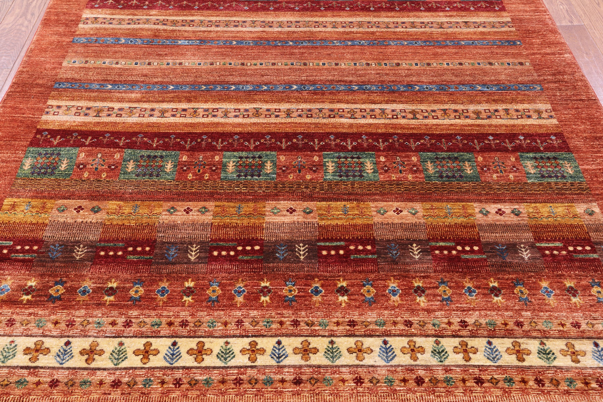 Tribal Persian Gabbeh Handmade Wool Rug - 6' 8" X 9' 10" - Golden Nile