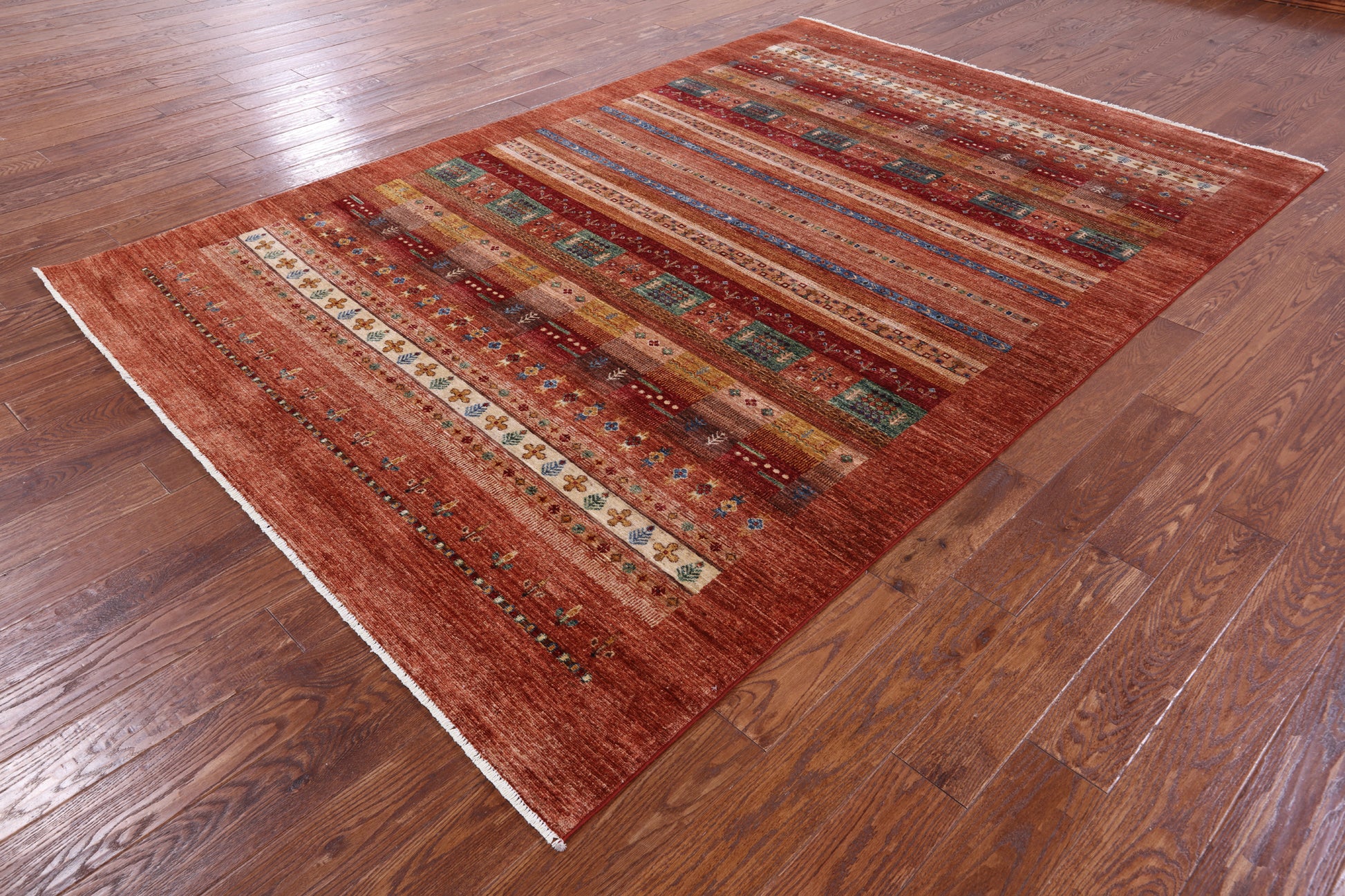 Tribal Persian Gabbeh Handmade Wool Rug - 6' 8" X 9' 10" - Golden Nile
