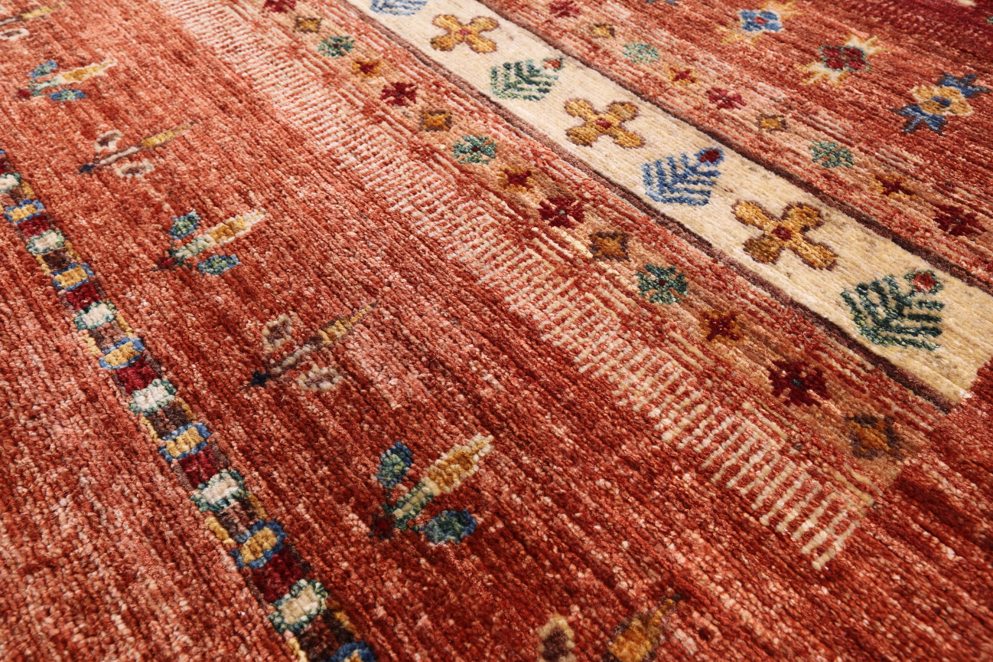 Tribal Persian Gabbeh Handmade Wool Rug - 6' 8" X 9' 10" - Golden Nile