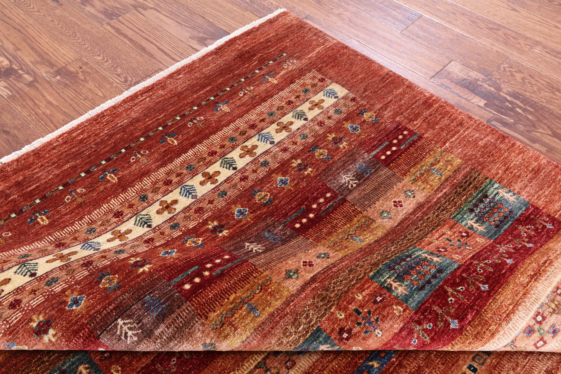 Tribal Persian Gabbeh Handmade Wool Rug - 6' 8" X 9' 10" - Golden Nile