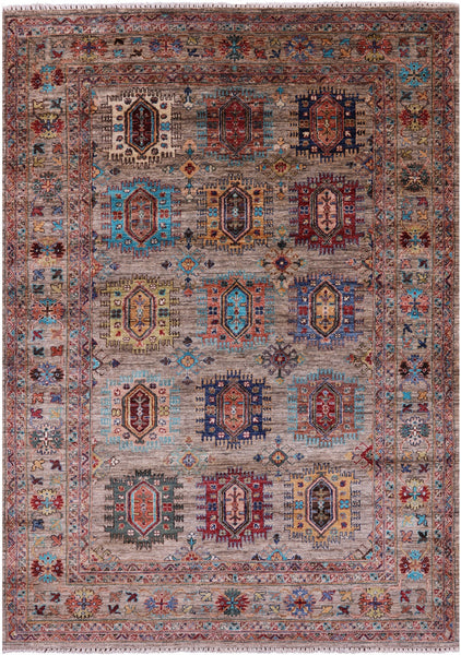 Turkmen Ersari Hand Knotted Wool Rug - 5' 8" X 7' 11" - Golden Nile