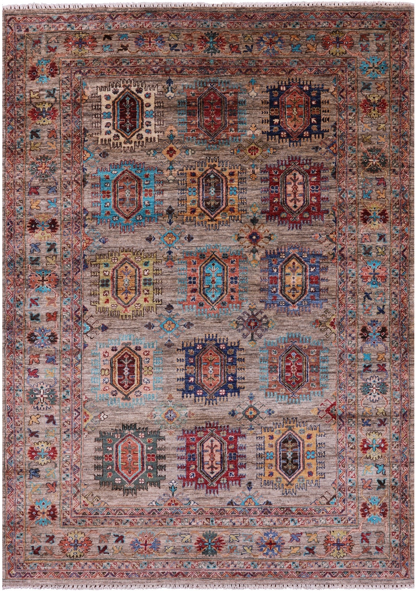Turkmen Ersari Hand Knotted Wool Rug - 5' 8" X 7' 11" - Golden Nile