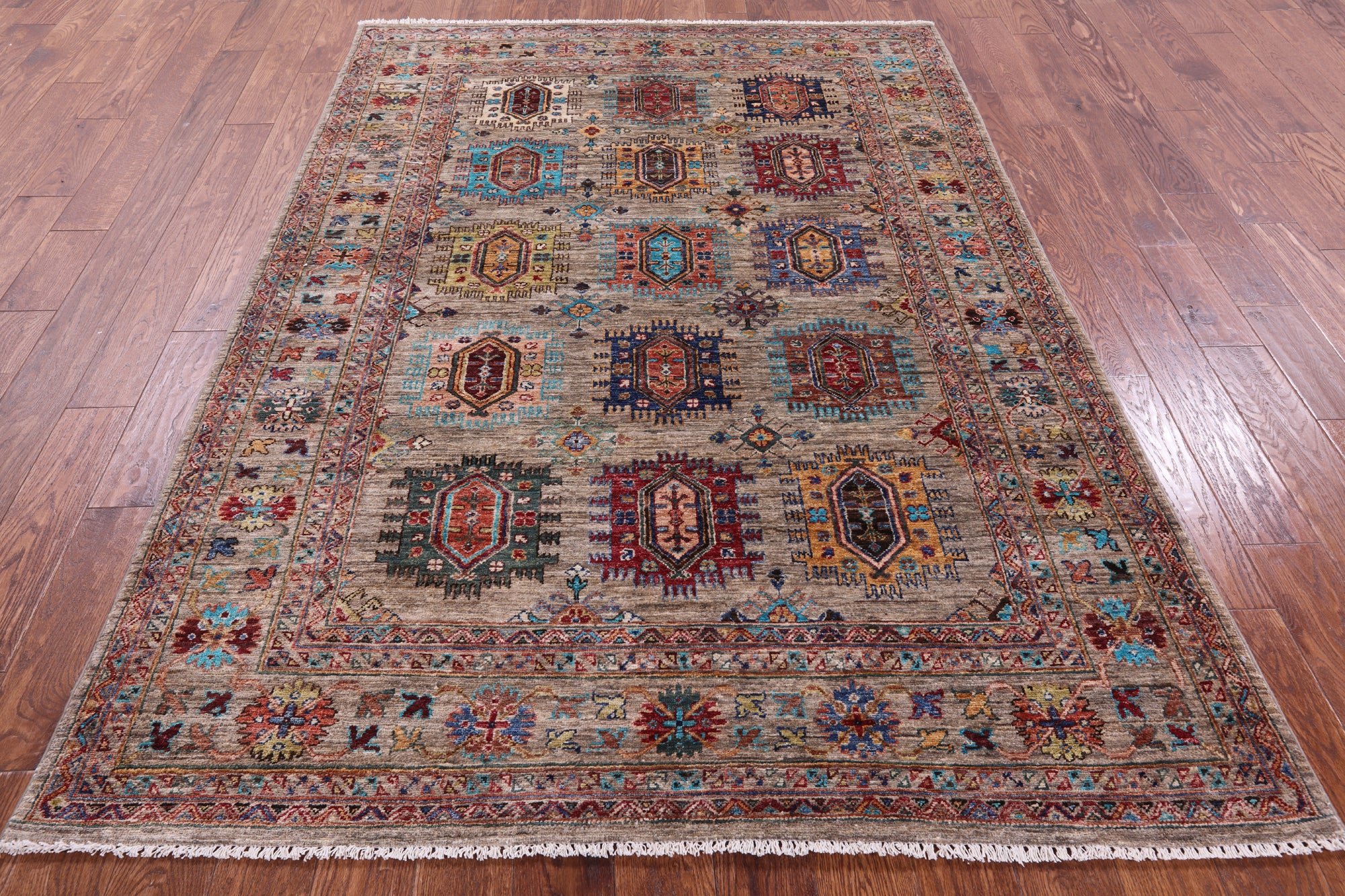 Turkmen Ersari Hand Knotted Wool Rug - 5' 8" X 7' 11" - Golden Nile