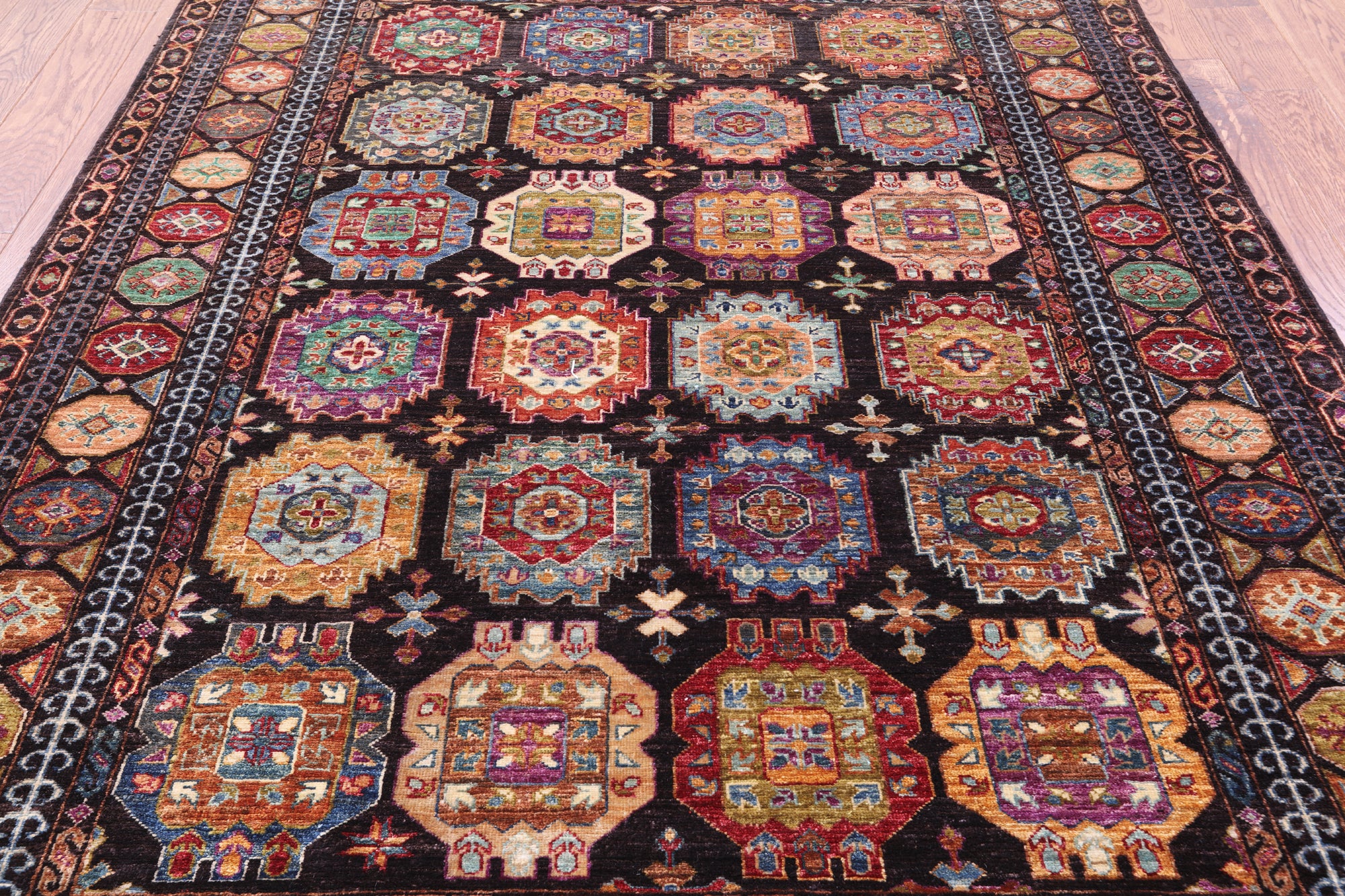 Brown Turkmen Ersari Hand Knotted Wool Rug - 5' 11" X 7' 10" - Golden Nile