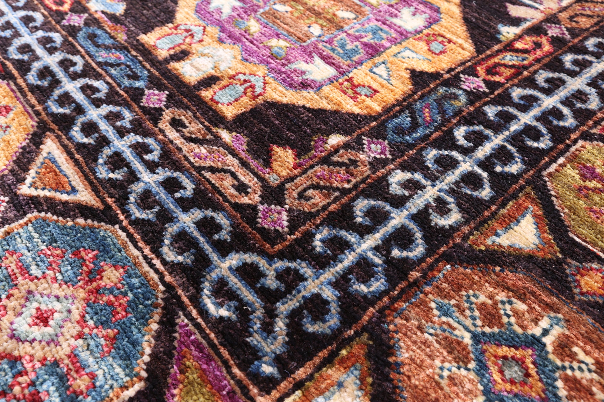 Brown Turkmen Ersari Hand Knotted Wool Rug - 5' 11" X 7' 10" - Golden Nile