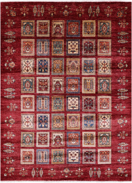 Red Garden Design Persian Hand Knotted Wool Rug - 6' 0" X 8' 2" - Golden Nile