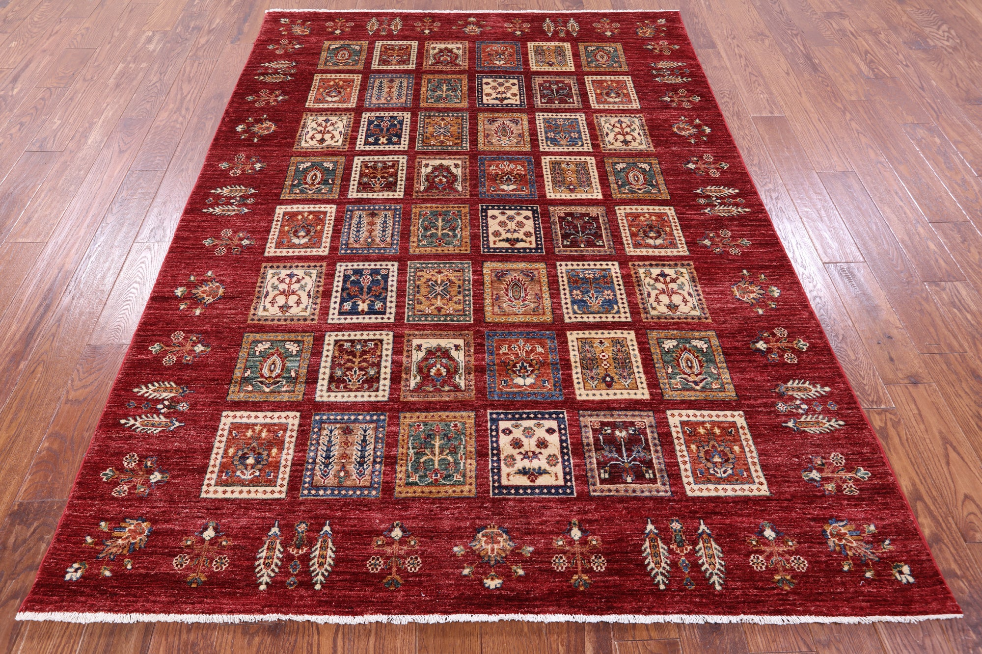Red Garden Design Persian Hand Knotted Wool Rug - 6' 0" X 8' 2" - Golden Nile