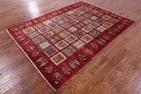Red Garden Design Persian Hand Knotted Wool Rug - 6' 0" X 8' 2" - Golden Nile