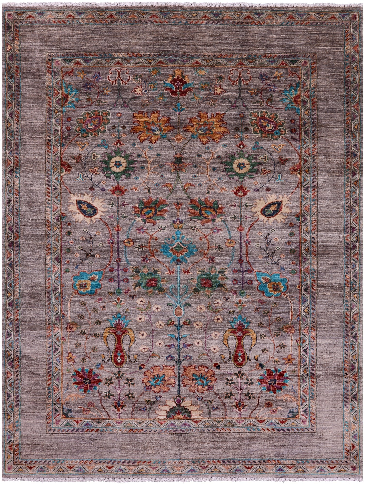 Peshawar Hand Knotted Wool Rug - 5' 10" X 7' 6" - Golden Nile