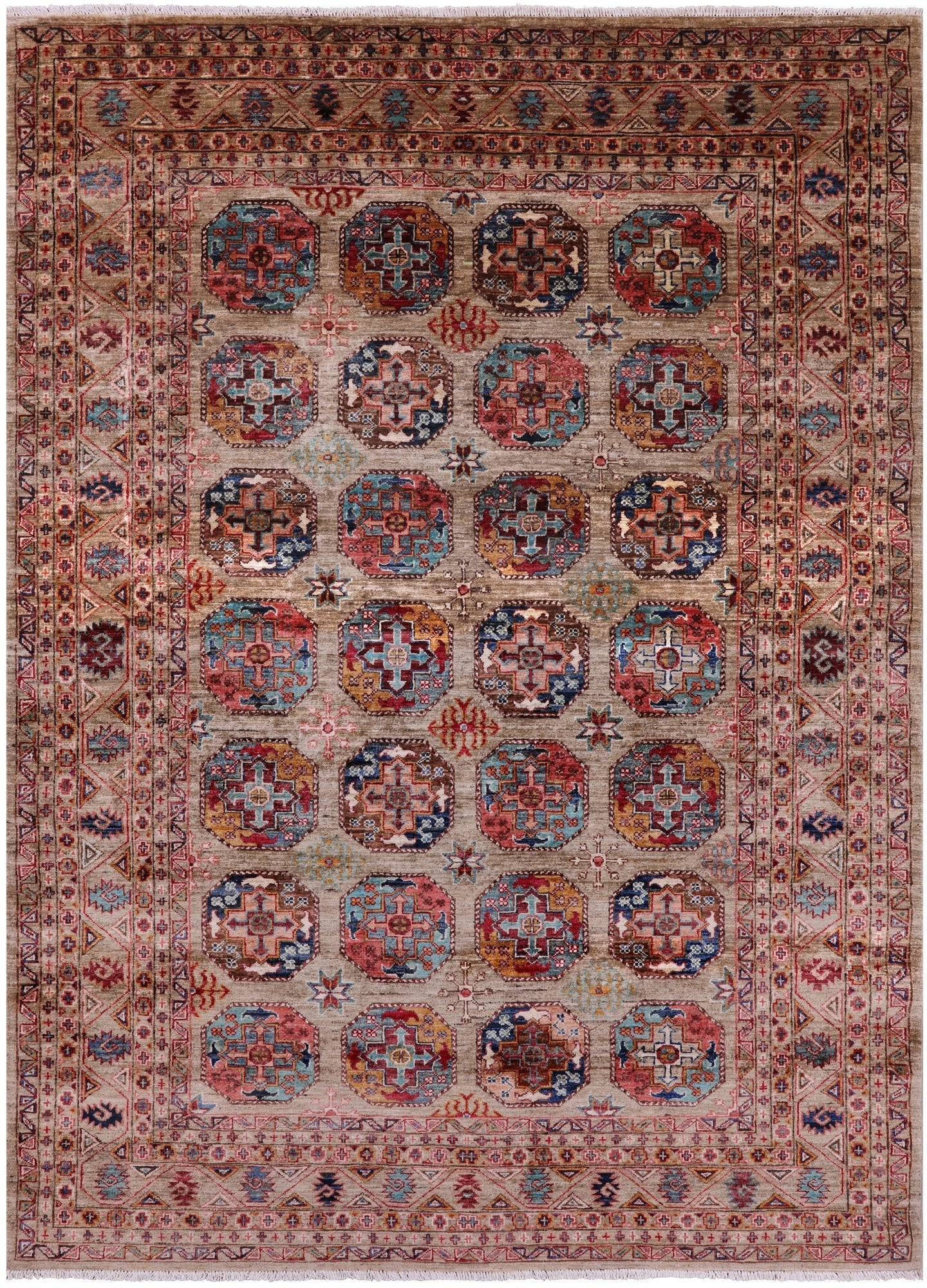 Turkmen Ersari Hand Knotted Wool Rug - 5' 10" X 7' 11" - Golden Nile