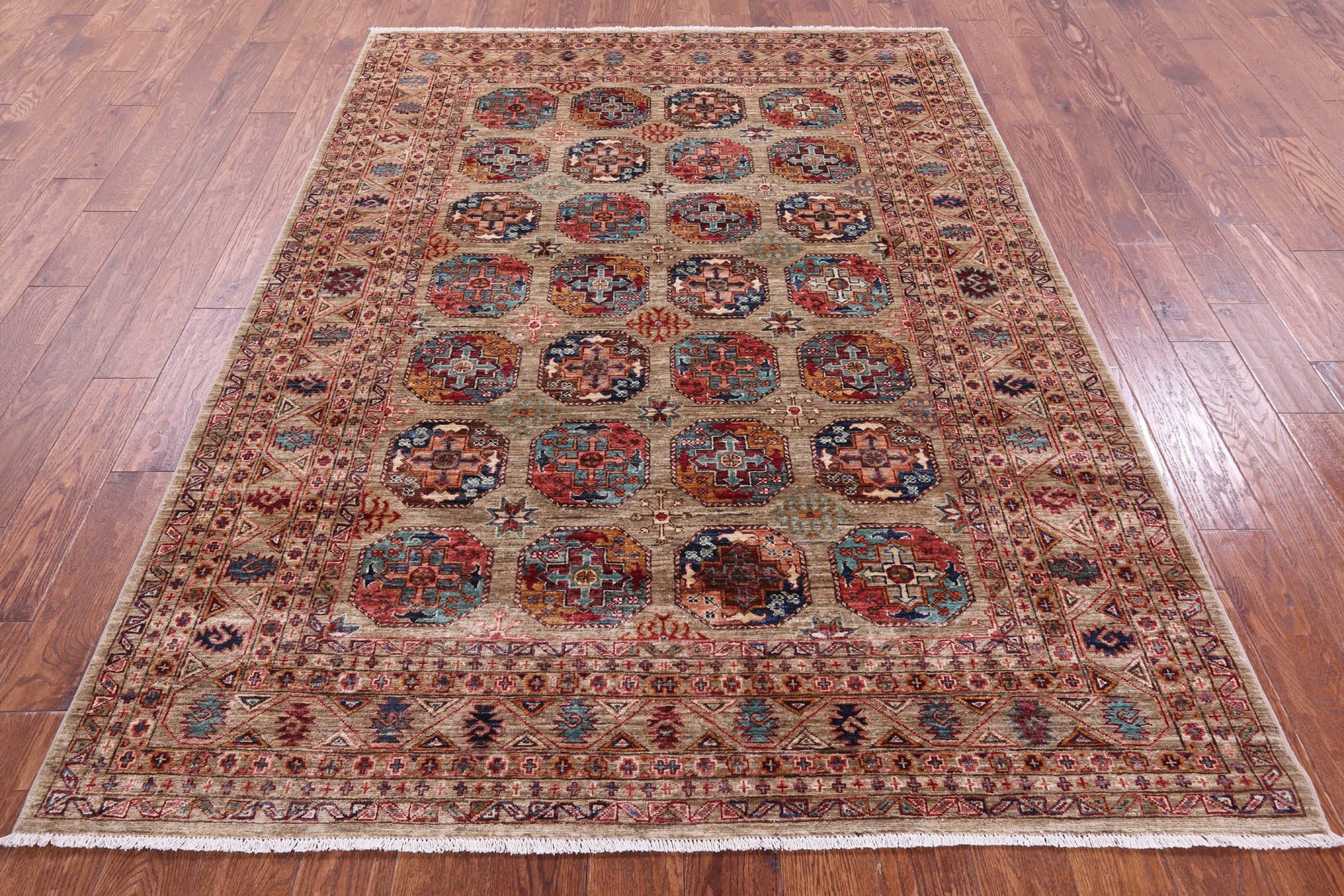 Turkmen Ersari Hand Knotted Wool Rug - 5' 10" X 7' 11" - Golden Nile