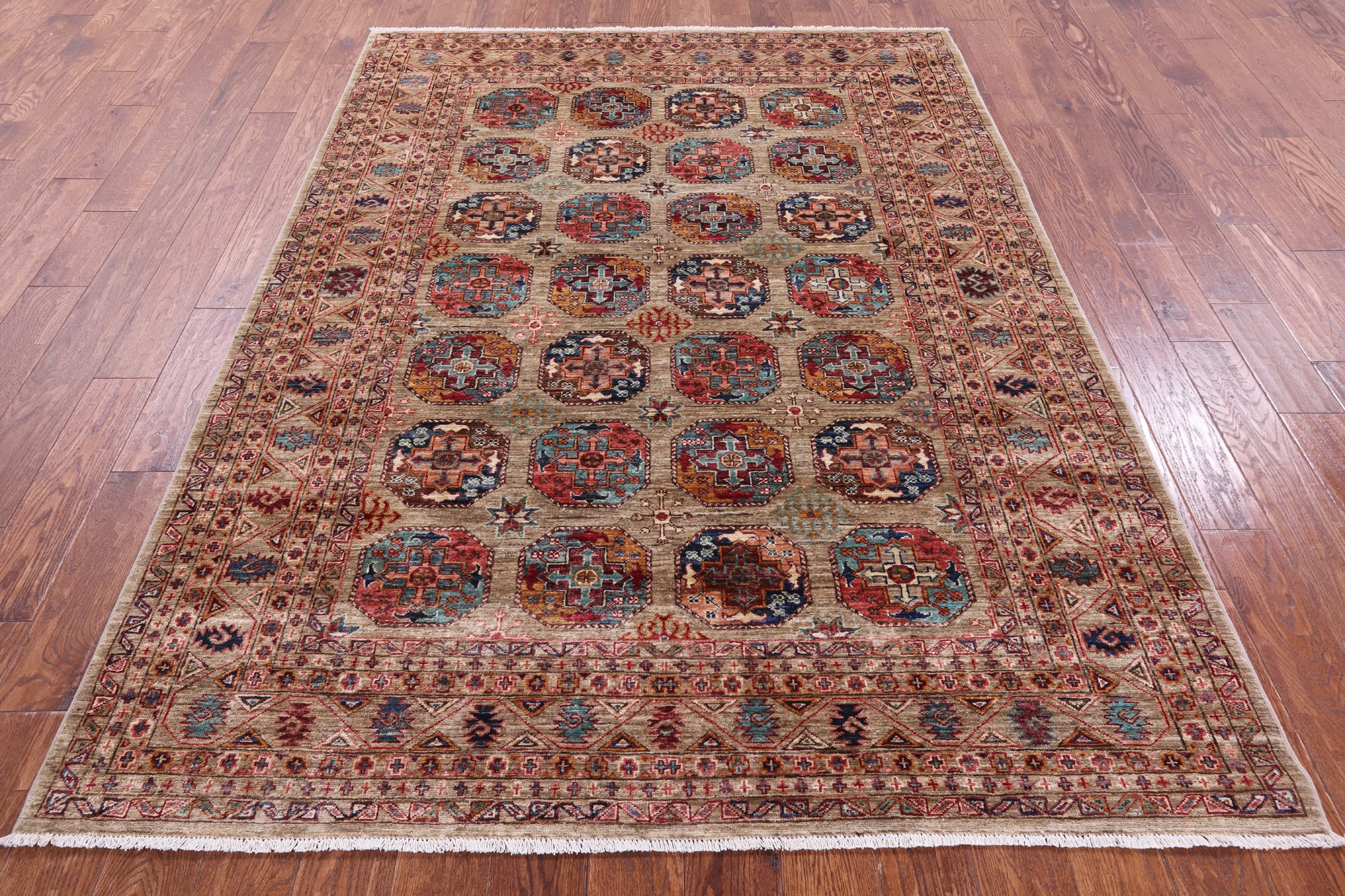 Turkmen Ersari Hand Knotted Wool Rug - 5' 10" X 7' 11" - Golden Nile